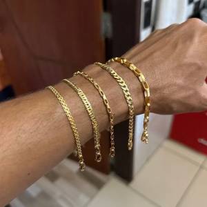 Pulseiras Em Prata Banhada A Ouro