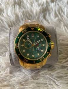 Invicta Pro Diver Grife Todos Os Ponteiros Funcionais Banho 18k