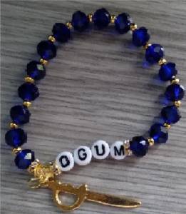 Pulseira Ogum (azul Escuro C/ Pingente E Nome)