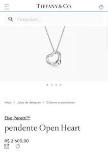 Vendo Colar Open Heart Tiffany & Co Original