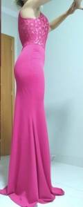 Vestido Pink Festa Sereia Com Renda