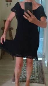 Vestido Crepe Preto Opo Ombro A Ombro, Elegante E Jovial