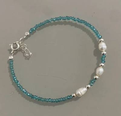 Pulseira Cristal E Prola Prata 925