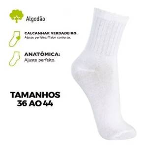 Kit 12 Pares De Meia Sport Cano Mdio Algodo Anatmicas