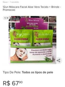 12un Mscara Facial Aloe Vera Tecido + Brinde