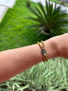 Pulseira Em Cristal Dourado