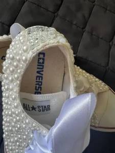 Tenis All Star Converse Noiva Decorado Perolas Strass