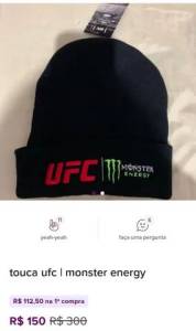 Bon E Gorro Do Ufc Oficial E Exclusivo