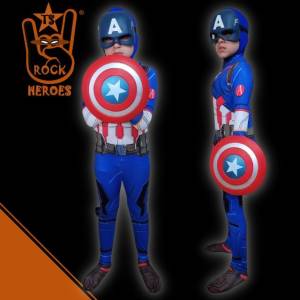 Fantasia Capito Amrica Cosplay Infantil Bodysuit Elastano