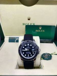 Premium Relogio Rolex Yacht Master I Silver Ceramica Black