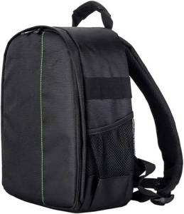 Mochila Fotogrfica Impermevel Compacta Cmeras - Preta E Verde