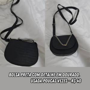 Bolsa Preta Com Detalhe Em Dourado