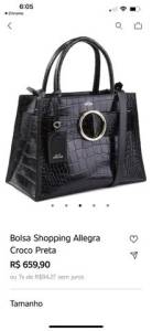 Arezzo - Bolsa Shopping Allegra Croco Preta