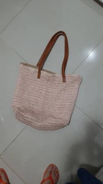 Bolsa De Praia Palha Na Cor Ros