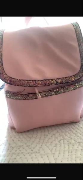 Mochila Feminina Rosa Com Glitter