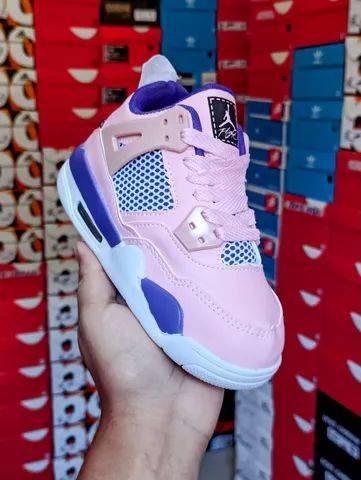 Tnis Jordan 4 Rosa Infantila Pronta Entrega