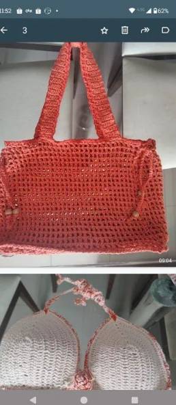 Conjunto De Praia Em Croch - Top E Bolsa