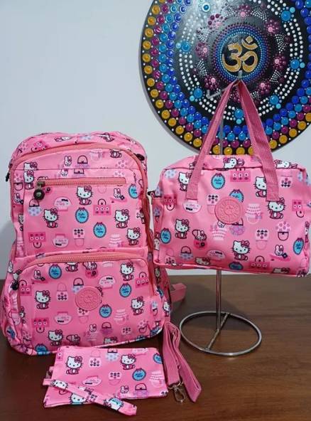 Kit Mochila, Bolsa E Necessaire Hello Kitty