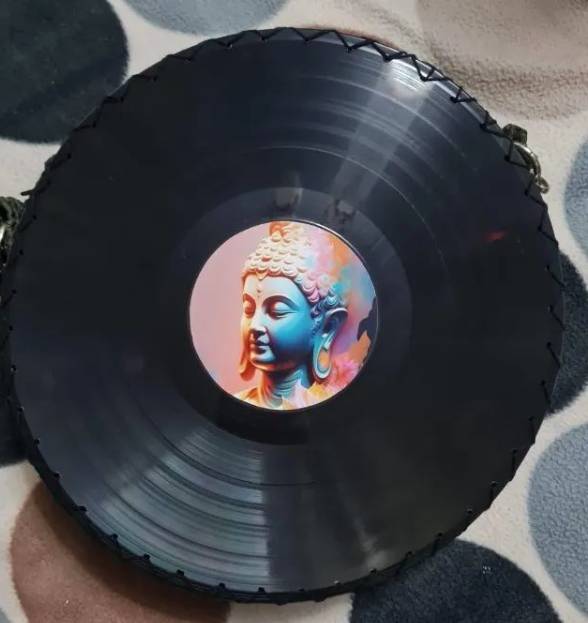 Bolsa Em Forma De Cd Vinil Feito De Croch Novinha