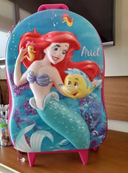 Mochila Escolar Infantil  De Rodinhas Disney Princesas Ariel Em Eva Maxtoy