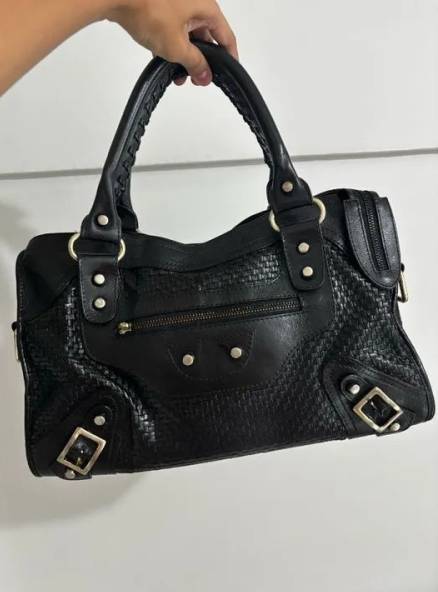 Bolsa Preta Couro Legitimo Inspirao Balenciaga