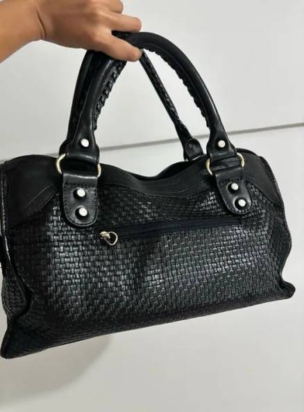 Bolsa Preta Couro Legitimo Inspirao Balenciaga