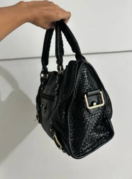 Bolsa Preta Couro Legitimo Inspirao Balenciaga